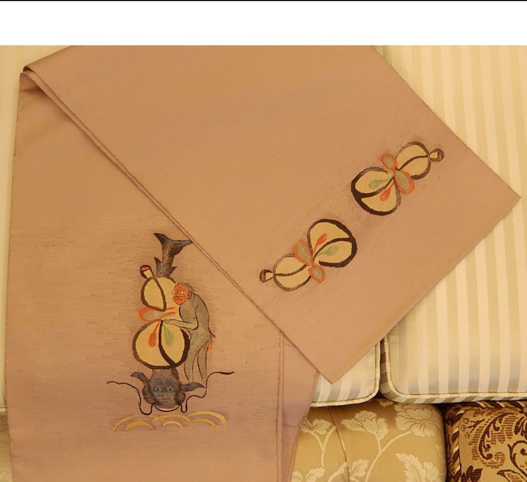 袋帯 正絹袋帯 すくい本袋帯 大津絵 手織り 瓢箪鯰 爪織り まこと織物 正絹 袋帯 正絹袋帯 すくい本袋帯 大津絵 手織り 瓢箪鯰 爪織り